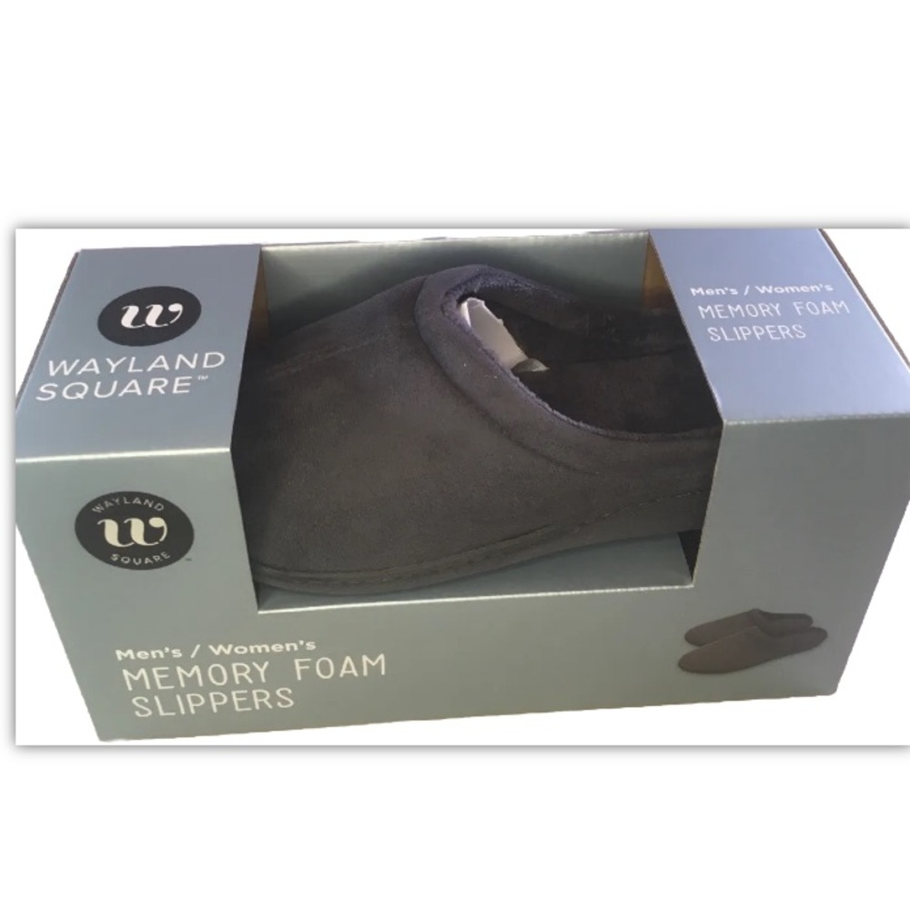 Wayland Square Faux Suede Microfiber Memory Foam Slippers Gray Unisex